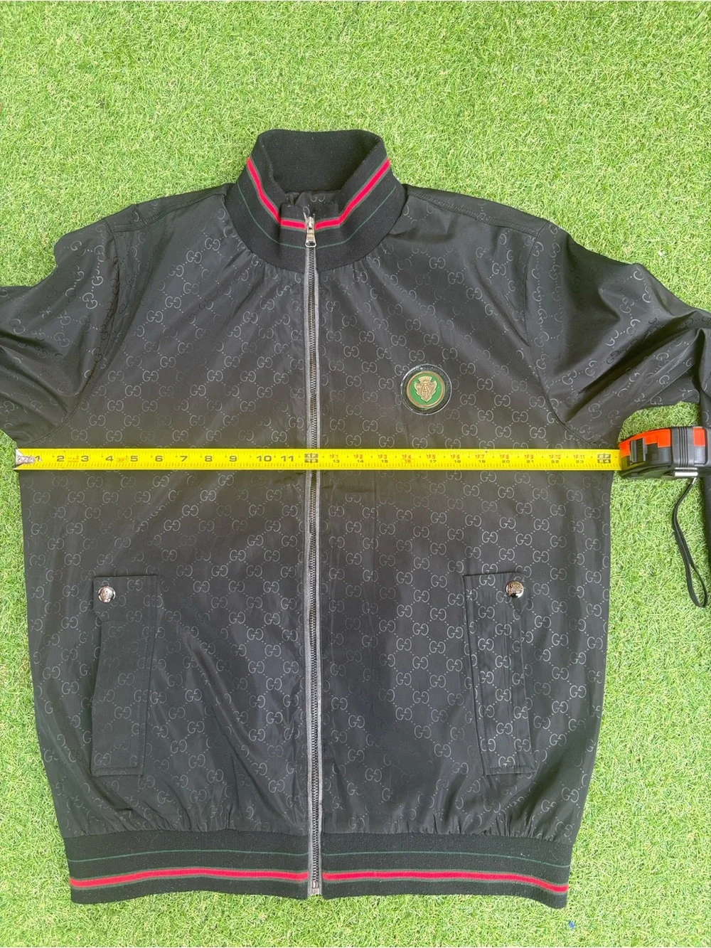 Gucci Black Bomber Jacket with Red & Green Trim